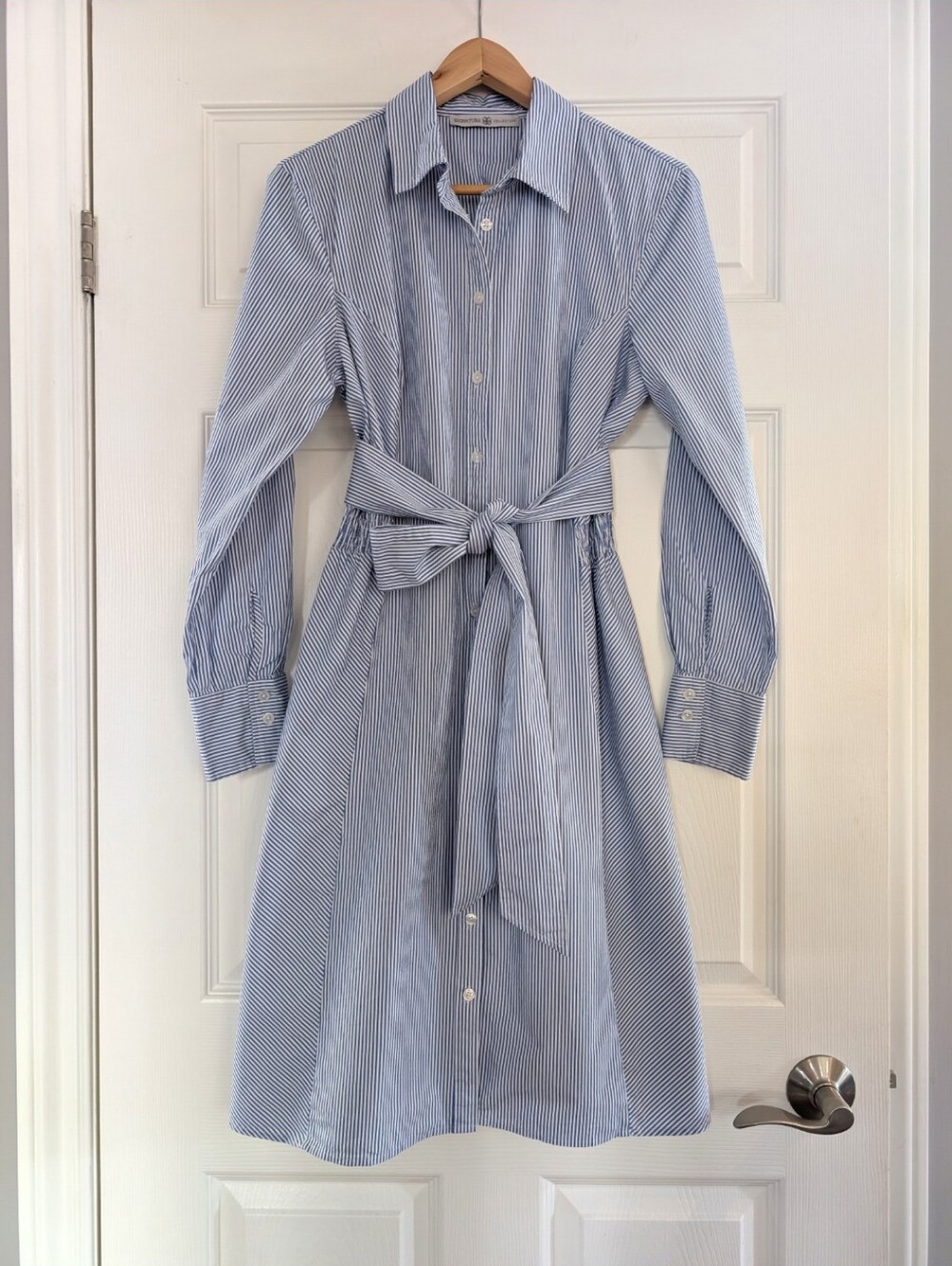 Cotton striped shirt dress blue white size medium
